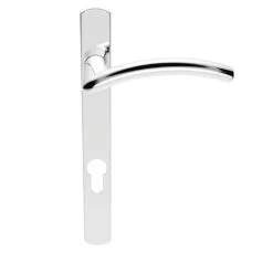 Verde Narrow Style Multi Point Door Lever Handles - Left & Right Hand - 92mm Euro Centres - 123.5mm Bolt Centres - 220mm X 26mm Back Plate - Polished Chrome