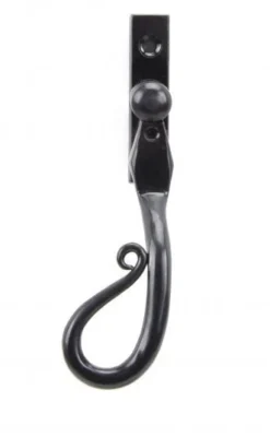 Shepherds Crook Cranked Hammered Pattern Locking Espagnolette Handle - Window Fastener - Left & Right Hand - Black