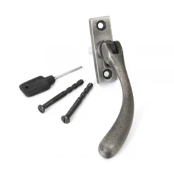 Slim Pear Drop Espagnolette - Window Fastener - Left & Right Hand - Antique Pewter