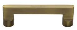 Slim Rectangular Shape Cabinet Pull Handle With Rounded Posts - Available In Three Sizes - Antique Brass (Gloss Lacquered)