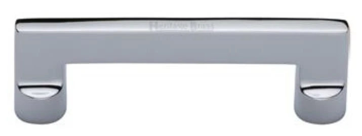 Slim Rectangular Shape Cabinet Pull Handle With Rounded Posts - Available In Three Sizes - Polished Chrome