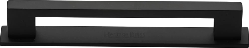 Slim Rectangular Shaped Cabinet Pull Handle With Backplate - Available In Three Sizes - Matt Black
