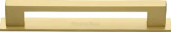 Slim Rectangular Shaped Cabinet Pull Handle With Backplate - Available In Three Sizes - Satin Brass (Lacquered)