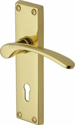 Sophia Lever Door Handles On A Backplate - Polished Brass (Lacquered)