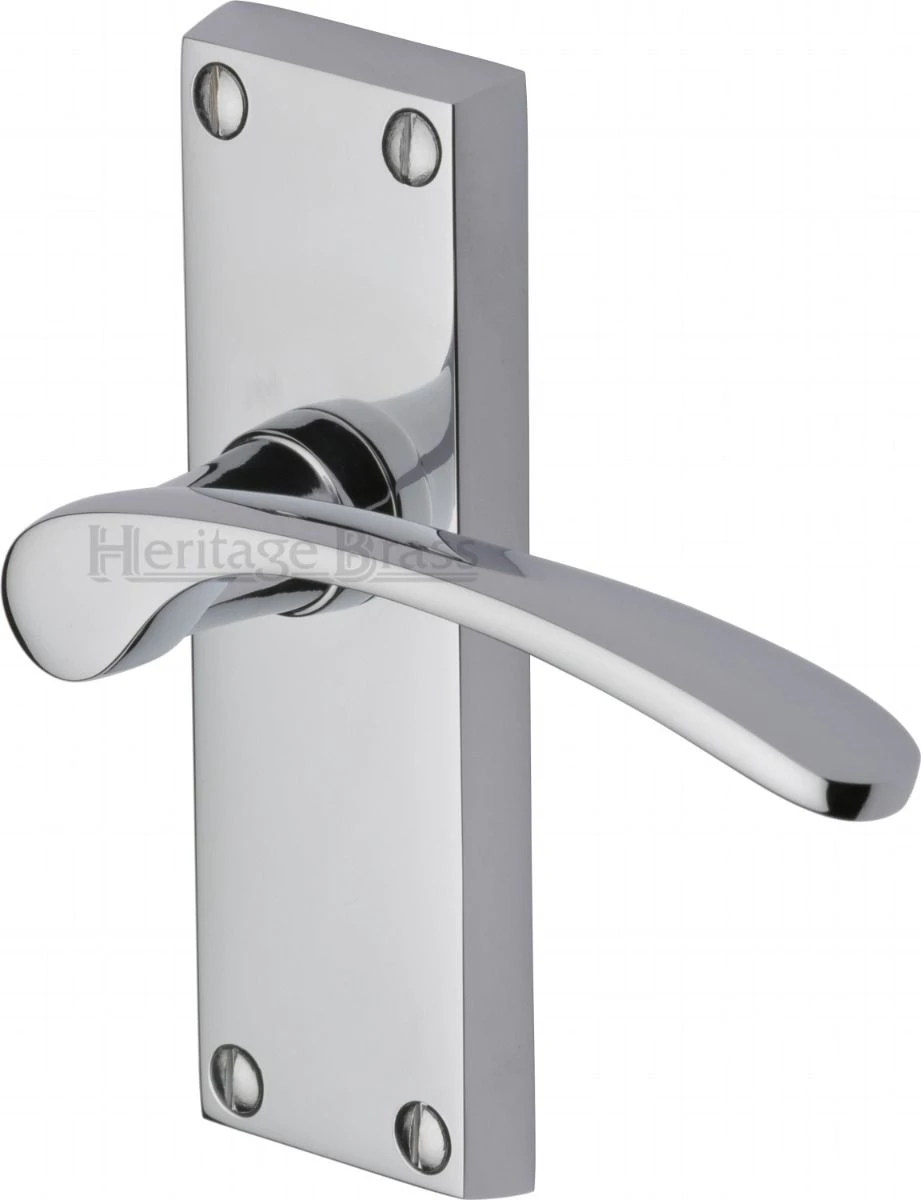 Sophia Lever Door Handles On A Backplate - Polished Chrome - Image 3