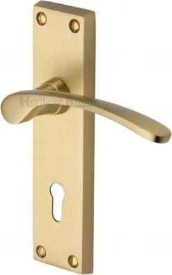 Sophia Lever Door Handles On A Backplate - Satin Brass (Lacquered)