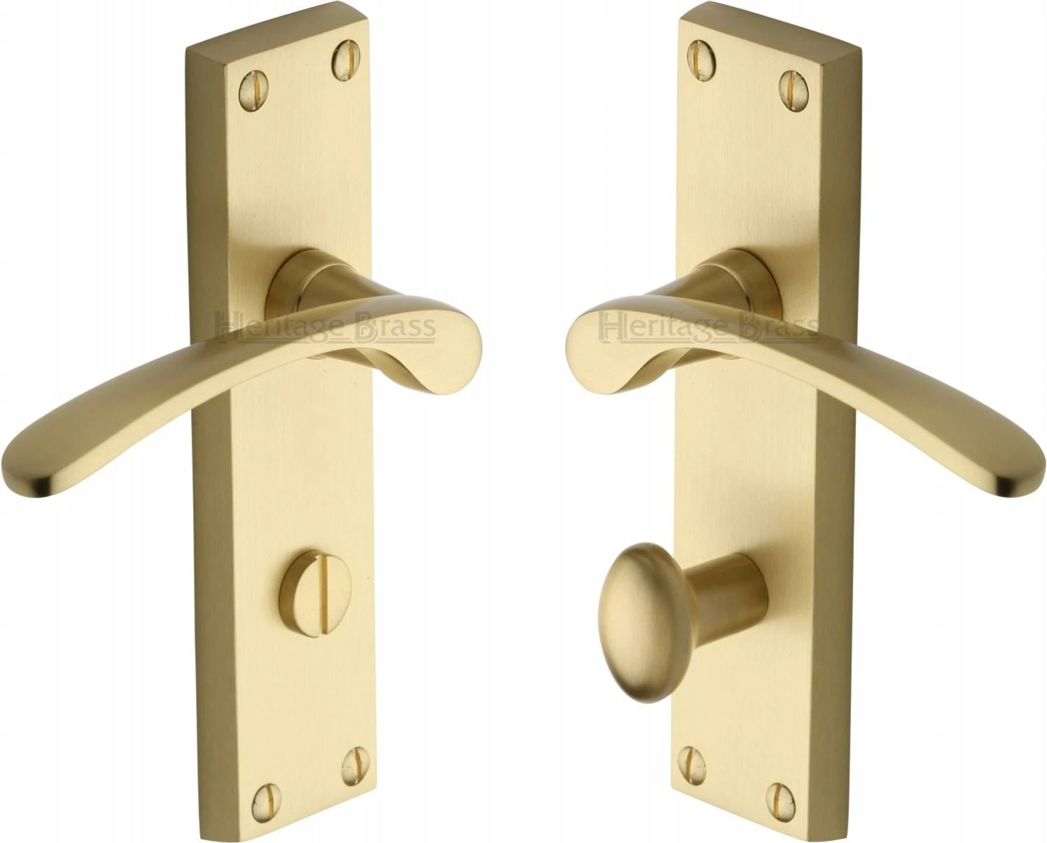 Sophia Lever Door Handles On A Backplate - Satin Brass (Lacquered) - Image 4