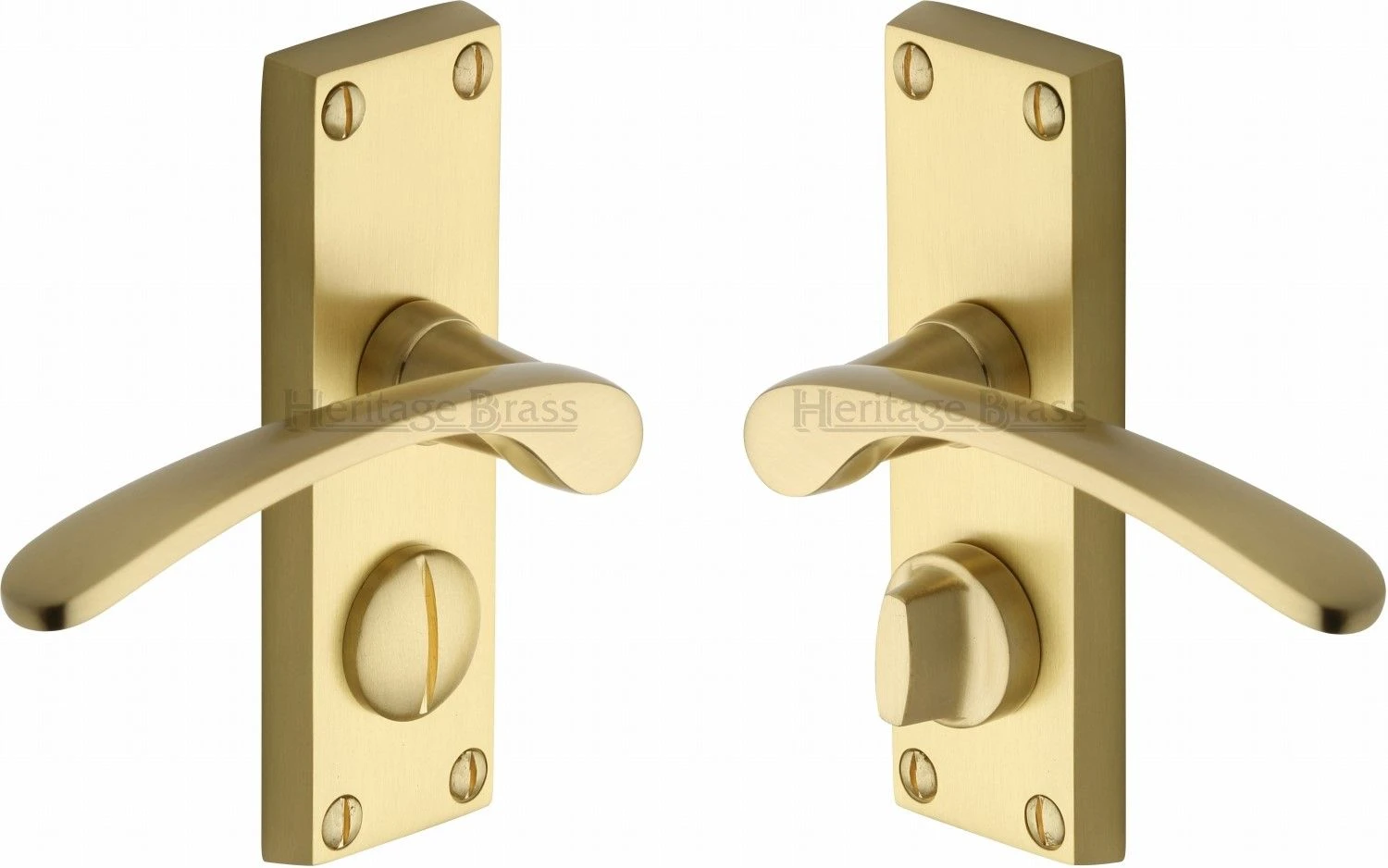 Sophia Lever Door Handles On A Backplate - Satin Brass (Lacquered) - Image 5
