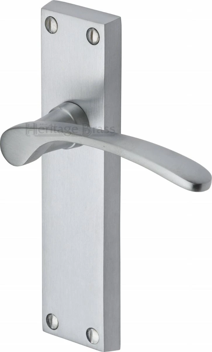 Sophia Lever Door Handles On A Backplate - Satin Chrome - Image 2