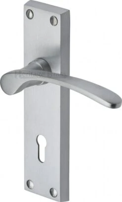 Sophia Lever Door Handles On A Backplate - Satin Chrome