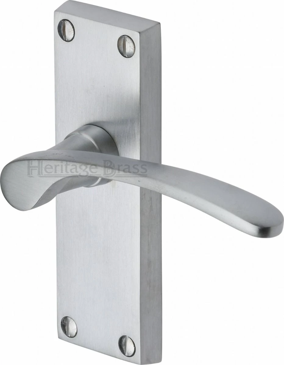 Sophia Lever Door Handles On A Backplate - Satin Chrome - Image 3