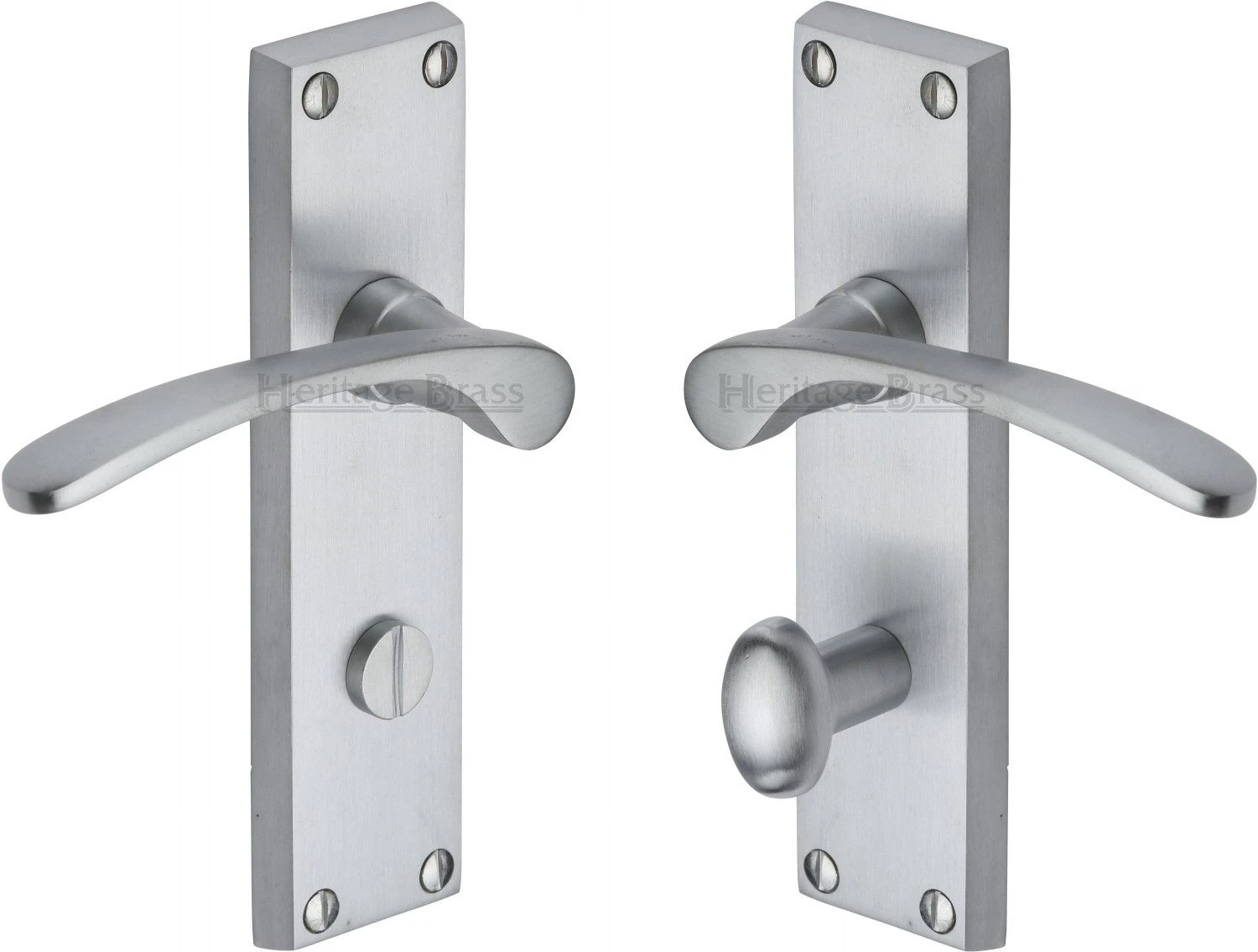 Sophia Lever Door Handles On A Backplate - Satin Chrome - Image 4