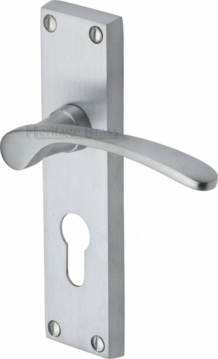 Sophia Lever Door Handles On A Backplate - Satin Chrome - Image 6