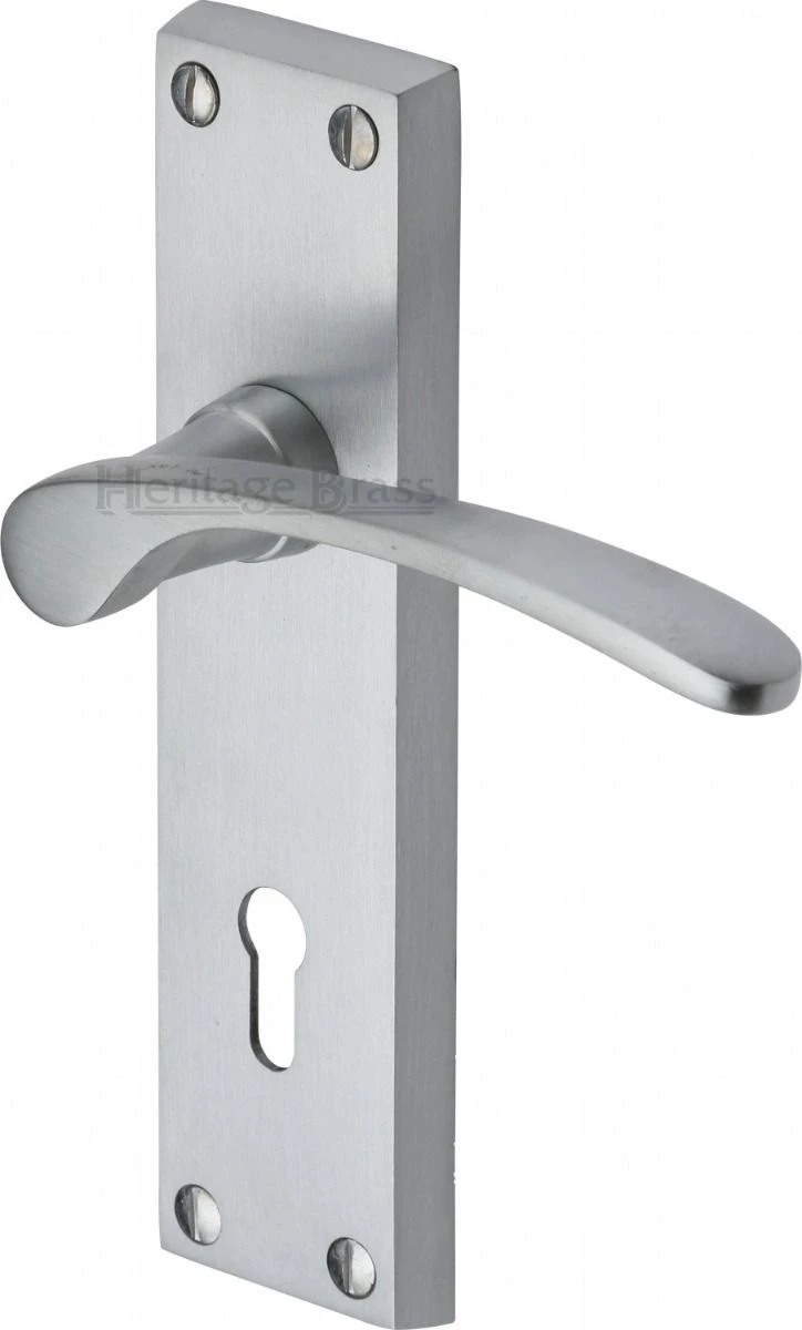 Sophia Lever Door Handles On A Backplate - Satin Chrome