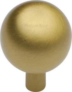 Sphere Shaped Cabinet Knob - Available In Two Sizes - Satin Brass (Lacquered)