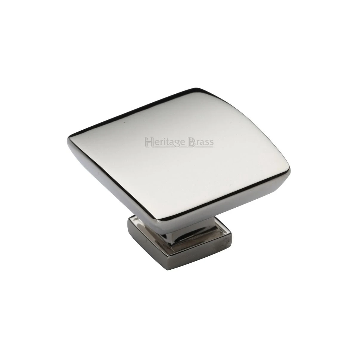 Square Domed Shaped Cupboard Knob - Available In Two Sizes - Polished Nickel