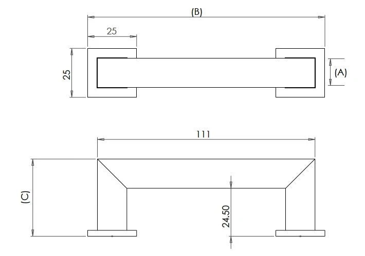Rectangular Cube Shape Cabinet Pull Handle With Optional Base Rose - Dark Bronze (Lacquered) - Image 3