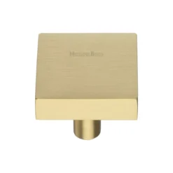 Square Shaped Cupboard Knob - Available In Two Sizes - Satin Brass (Lacquered)