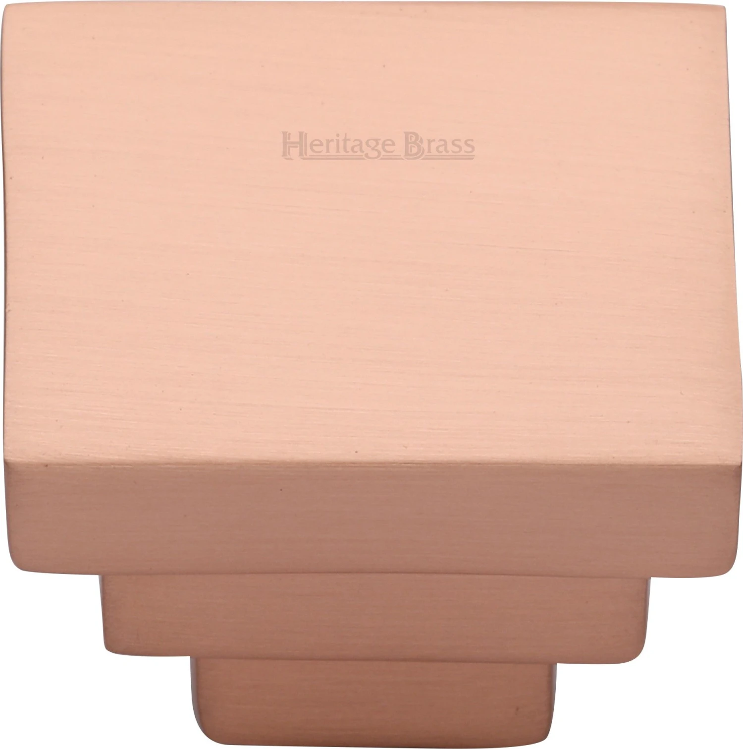 Square Stepped Cupboard Knob - 32mm X 32mm - Satin Copper (lacquered)