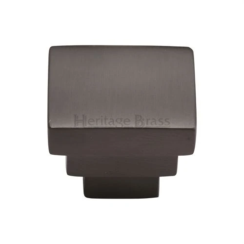 Square Stepped Cupboard Knob - 32mm - Matt Bronze (Lacquered)
