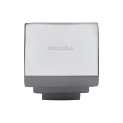 Square Stepped Cupboard Knob - 32mm - Polished Chrome