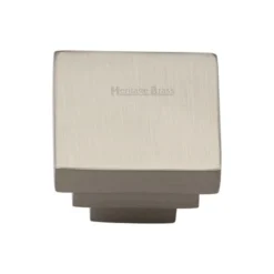 Square Stepped Cupboard Knob - 32mm - Satin Nickel