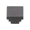 Square Stepped Pattern Cupboard Knob - Matt Black