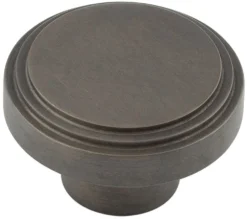 Stepped Detail Circular Cupboard Knob - Available In Two Sizes - Dark Bronze (Lacquered)