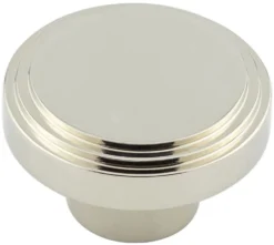 Stepped Detail Circular Cupboard Knob - Available In Two Sizes - Polished Nickel