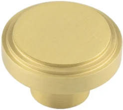 Stepped Detail Circular Cupboard Knob - Available In Two Sizes - Satin Brass (Lacquered)