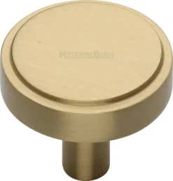 Stepped Disc Cabinet Knob - Available In Two Sizes - Satin Brass (Lacquered)
