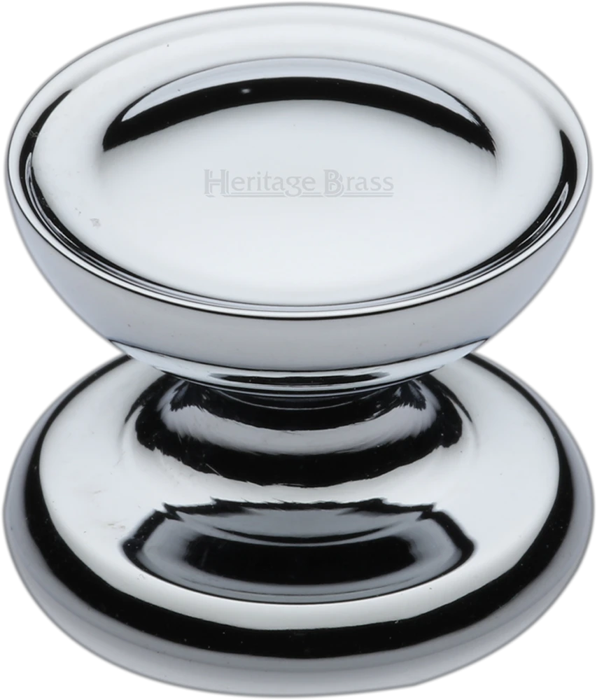 Stepped Dish Shaped Cabinet Knob - Available In Two Sizes - Polished Chrome