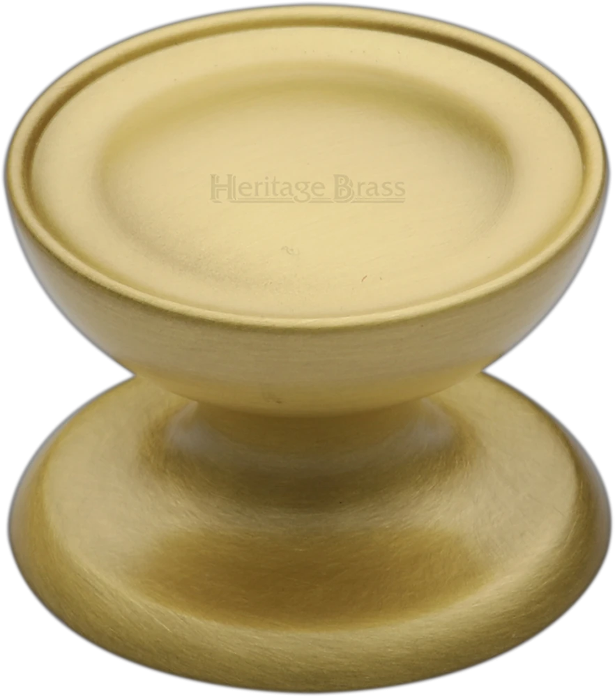 Stepped Dish Shaped Cabinet Knob - Available In Two Sizes - Satin Brass (Lacquered)