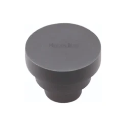 Stepped Pattern Cupboard Knob - Available In Two Sizes - Matt Black