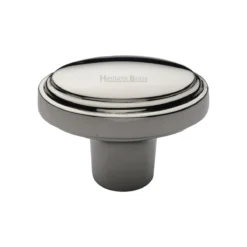 Stepped Pattern Oval Shaped Cupboard Knob - Polished Nickel