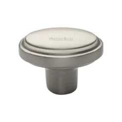 Stepped Pattern Oval Shaped Cupboard Knob - Satin Nickel