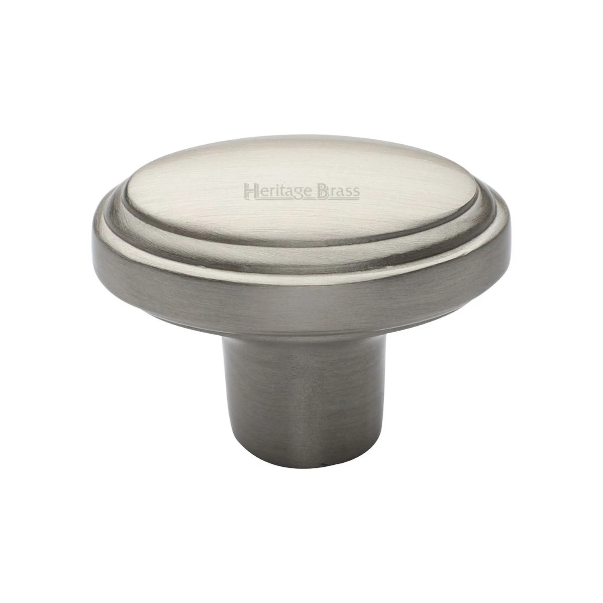 Stepped Pattern Oval Shaped Cupboard Knob - Satin Nickel
