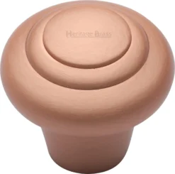 Stepped Pattern Round Cupboard Knob - Satin Copper (lacquered)