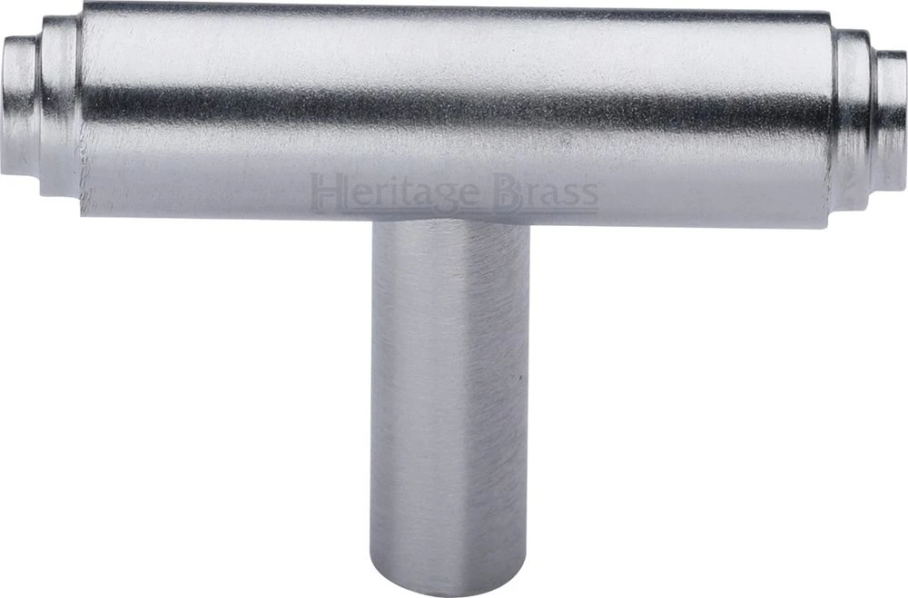 Stepped T-Bar Cabinet Knob - 45mm X 11mm - Satin Chrome - Image 2
