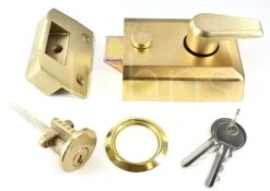 Double Locking Surface Mounted Night Latch (Front Door Yale Lock) - Satin Brass (Lacquered)