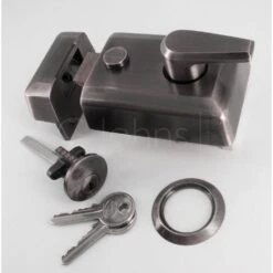 Double Locking Surface Mounted Night Latch (Front Door Yale Lock) - Matt Bronze (Lacquered)