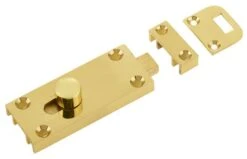 Small Surface Mounted Bolt - Suitable For Inward Or Outward Opening Doors - 63mm X 25mm - Polished Brass (Lacquered)