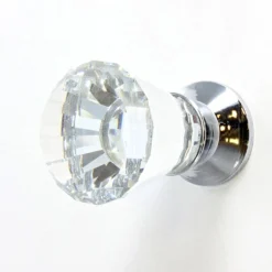 Swarovski Crystal Diamond Shape Faceted Cupboard / Drawer Knob - 16mm X 30mm - Polished Chrome