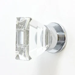 Swarovski Crystal Squared Cupboard / Drawer Knob - 16mm X 30mm - Polished Chrome