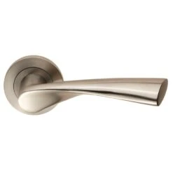 Breeze Round Rose Lever Handles - Suitable For Use With FD30 / FD60 Fire Doors - Satin Stainless Steel