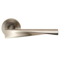 Brema Round Rose Lever Handles - Suitable For Use With FD30 / FD60 Fire Doors - Satin Stainless Steel