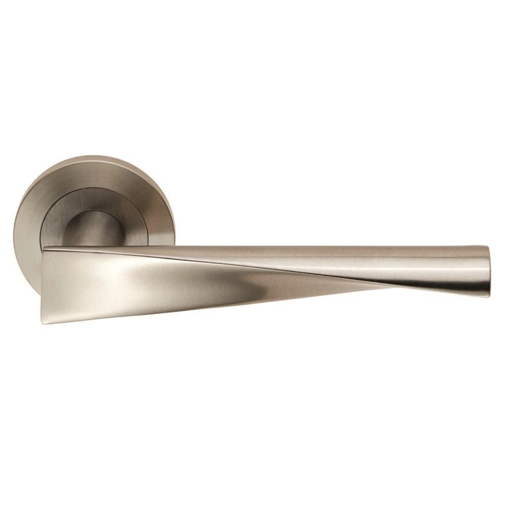 Brema Round Rose Lever Handles - Suitable For Use With FD30 / FD60 Fire Doors - Satin Stainless Steel