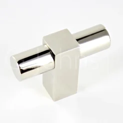 T Bar Shape Cupboard Knob With Square Section Neck - Polished Nickel