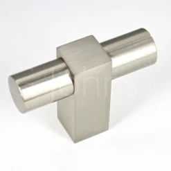 T Bar Shape Cupboard Knob With Square Section Neck - Satin Nickel