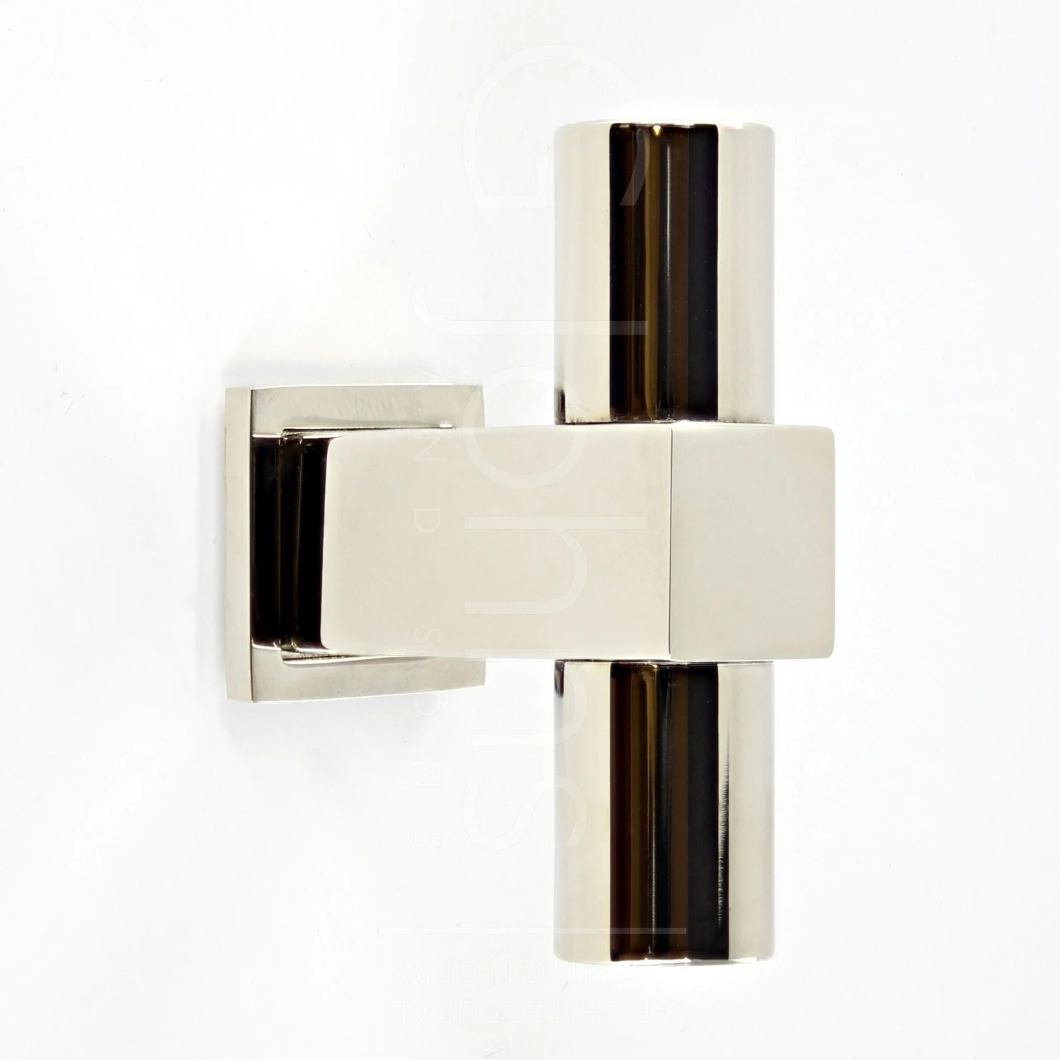 T Bar Shape Cupboard Knob With Square Section Neck - Polished Nickel - Image 2